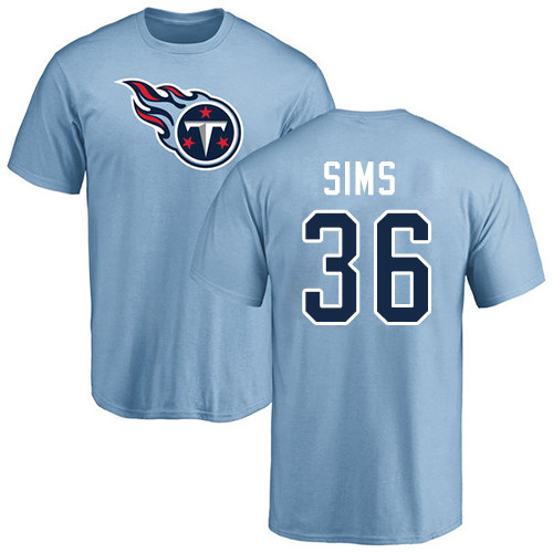 Tennessee Titans Men Light Blue LeShaun Sims Name and Number Logo NFL Football #36 T Shirt->tennessee titans->NFL Jersey